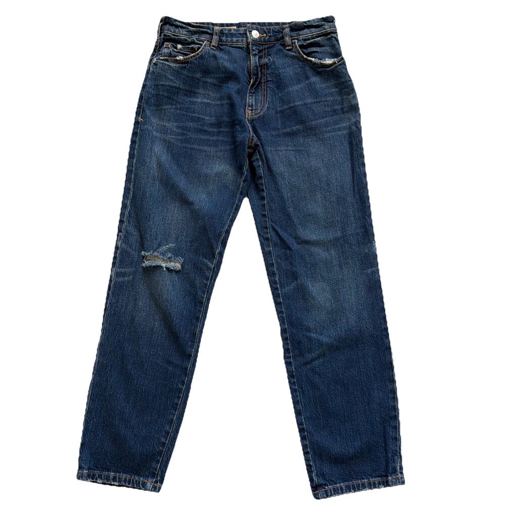 Anthropologie Pilcro Boyfriend Jeans Women 26 Blue Distressed Straight Leg Ankle